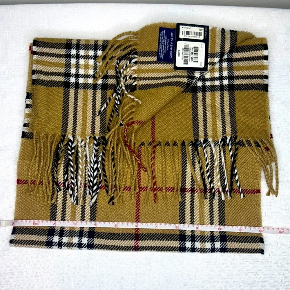 John Ashford Tan and Black Plaid Scarf